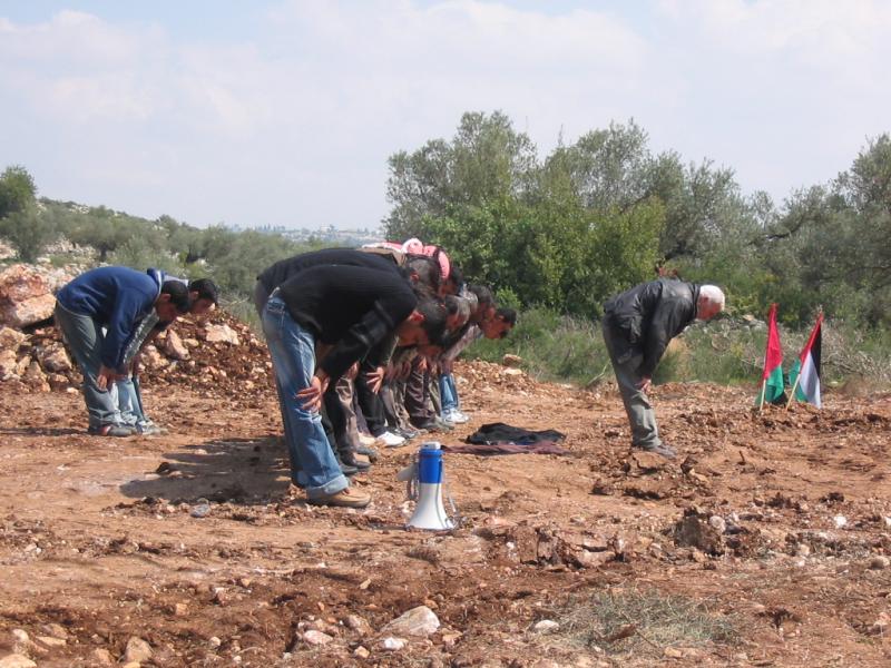 صورة لقرية صفا - فلسطين: : صلاة جماعية على الأراضي المخصصة للجدار العنصري