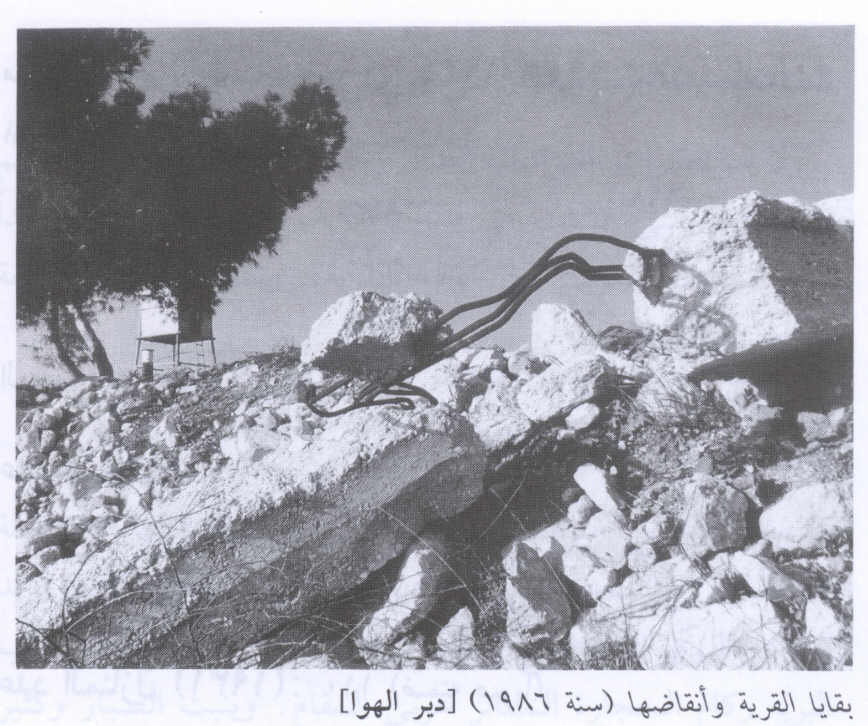 صورة لقرية دير الهوا - فلسطين: : منظر لموقع القرية التي دمرها الصهاينة وطهروا سكانها عرقياً. أطلال القرية المدمرة واضحة. 1986 #1