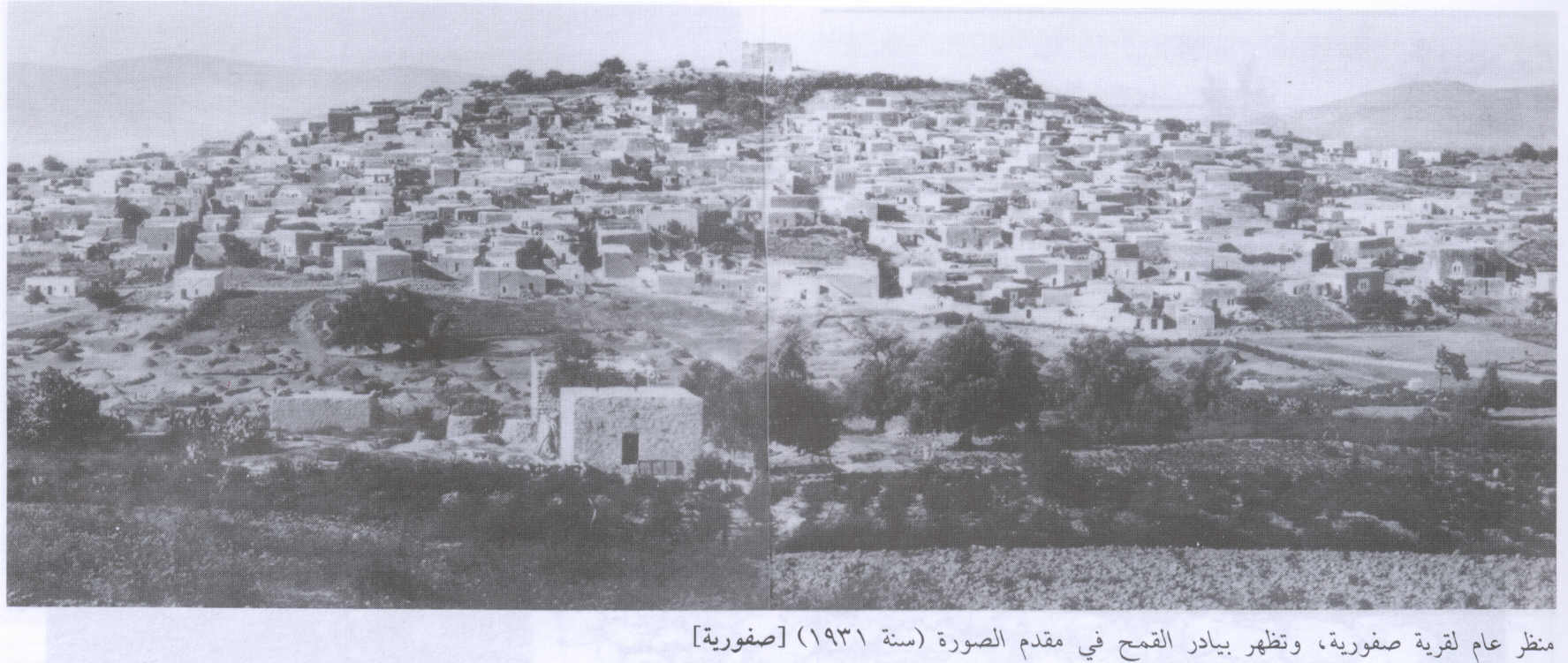 صورة لقرية صفورية - فلسطين: : منظر عام عريض للقرية قبل تدميرها، اُنقر الصورة لتكبيرها. 1931