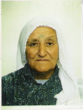 صورة لقرية وادي الحوارث - فلسطين: : عايشة أحمد درسية - ام محمد 1928-2003م صورة ملونة
