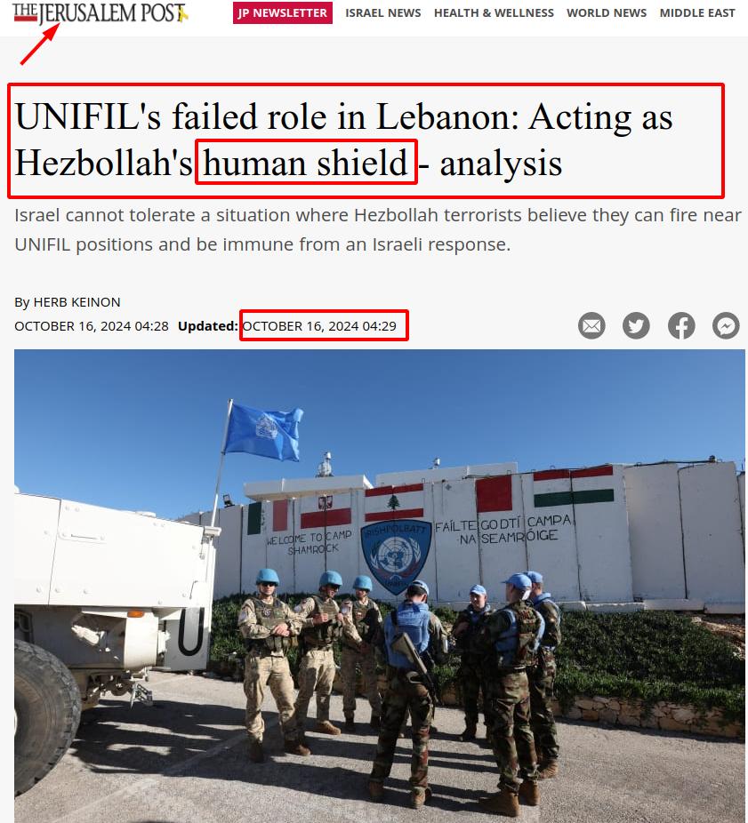 JPost UNIFIL Bibi Accused Them-As-Serving-As-A-Human-Shields-To-Hizbullah!